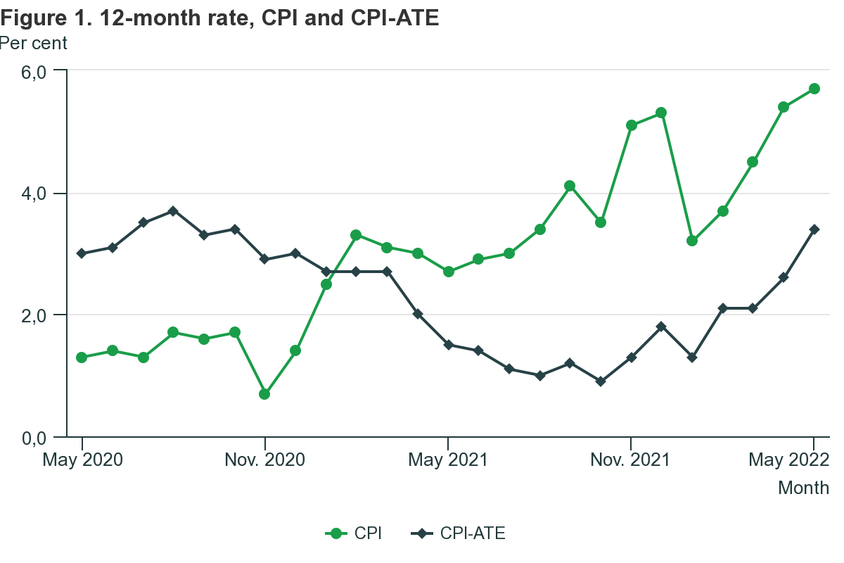 Norway is facing record-high inflation | CPI increased by 5.7 percent from May 2021 to May 2022 | localmarket.no